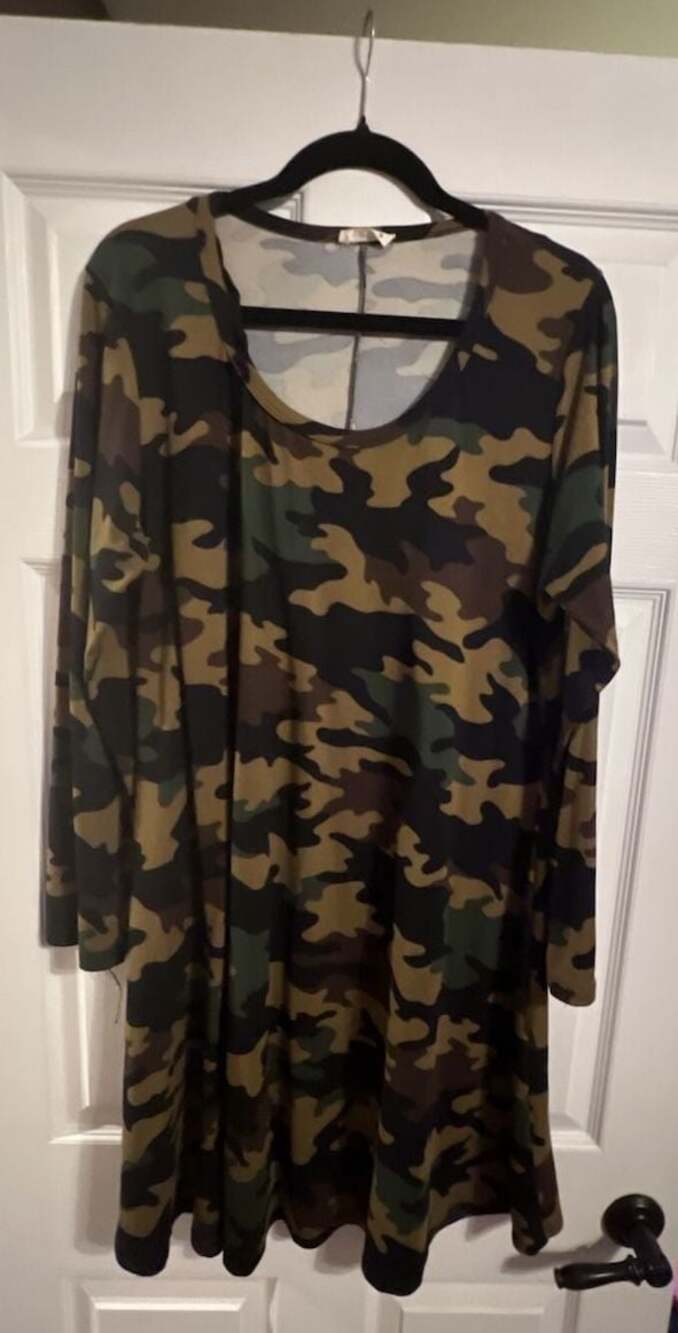 Rae Mode Brushed Camo Long Sleeve Swing Dress